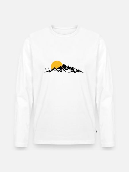 Landschaft - Berge Sonne - Männer Premium Bio Langarmshirt - Weiß