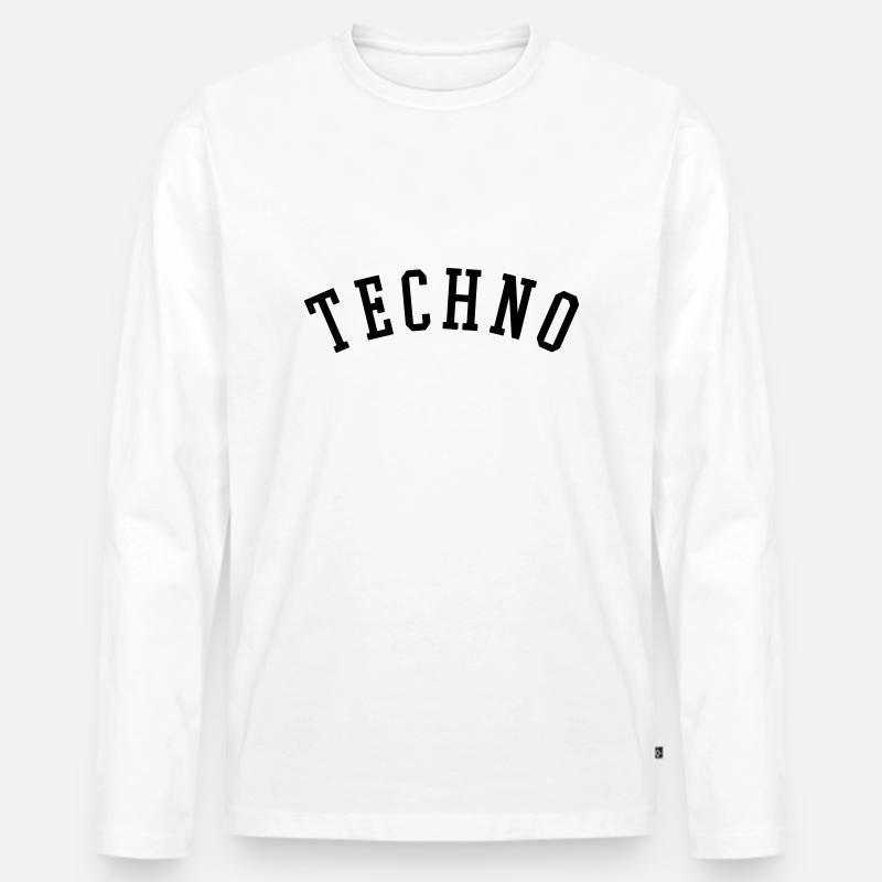Techno - Männer Premium Bio Langarmshirt - Weiß