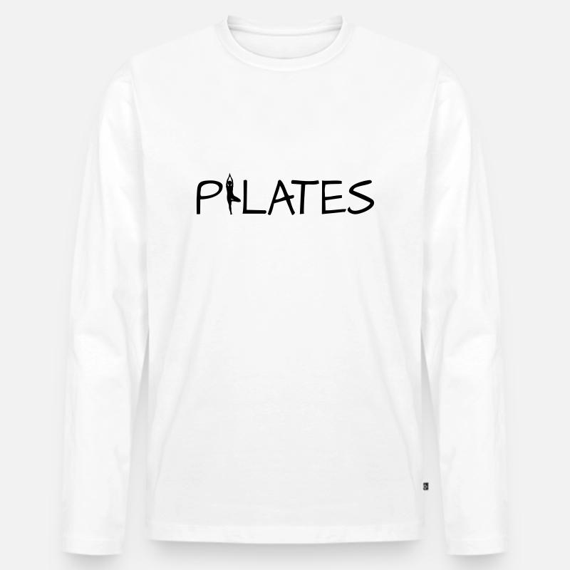 Pilates - Männer Premium Bio Langarmshirt - Weiß