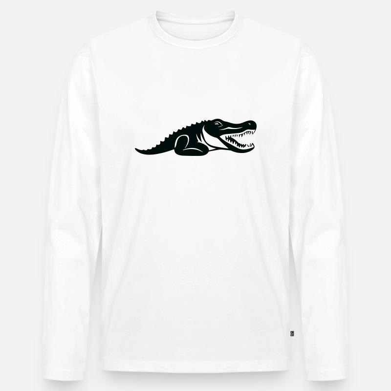 Krokodil - Männer Premium Bio Langarmshirt - Weiß