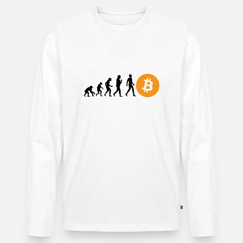 Krypto Evolution of BTC Bitcoin - Männer Premium Bio Langarmshirt - Weiß