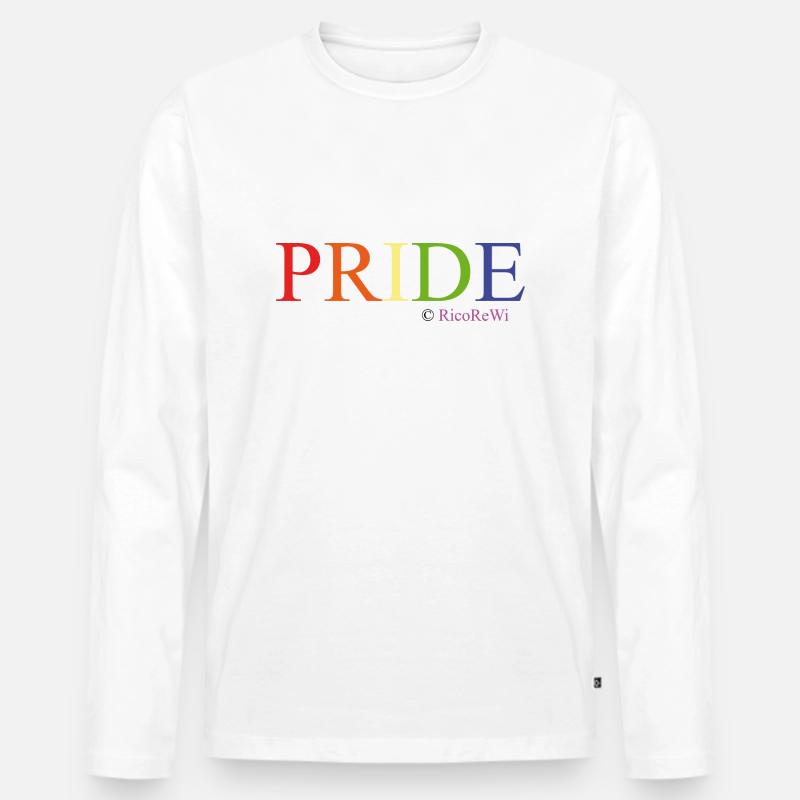 PrideSchriftzug Design_2024 - Männer Premium Bio Langarmshirt - Weiß