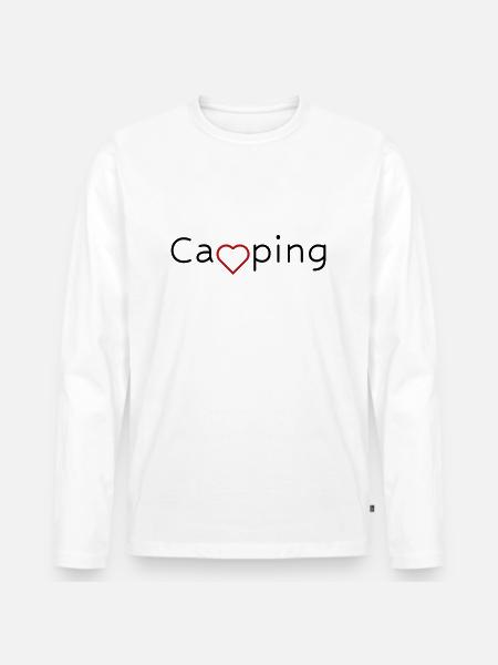 Camping mit Herz - Männer Premium Bio Langarmshirt - Weiß