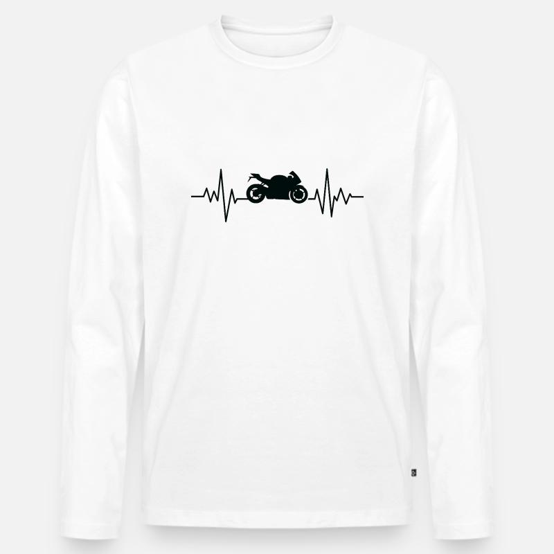 Moto Rider Herzfrequenz - Männer Premium Bio Langarmshirt - Weiß