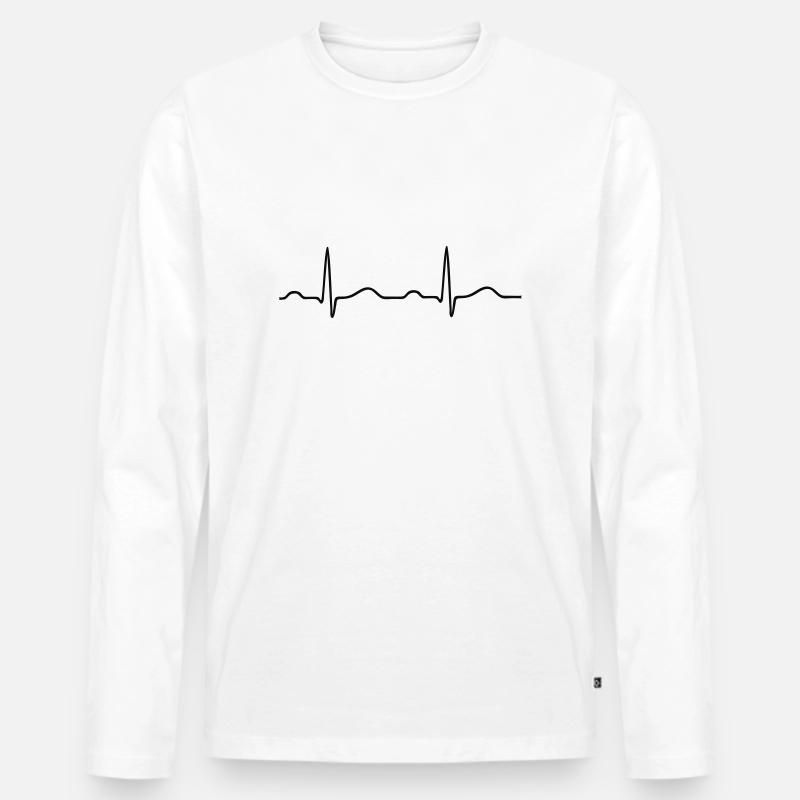 EKG Welle Sinusrhythmus - Männer Premium Bio Langarmshirt - Weiß