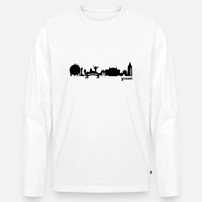Gießen Skyline - Männer Premium Bio Langarmshirt - Weiß