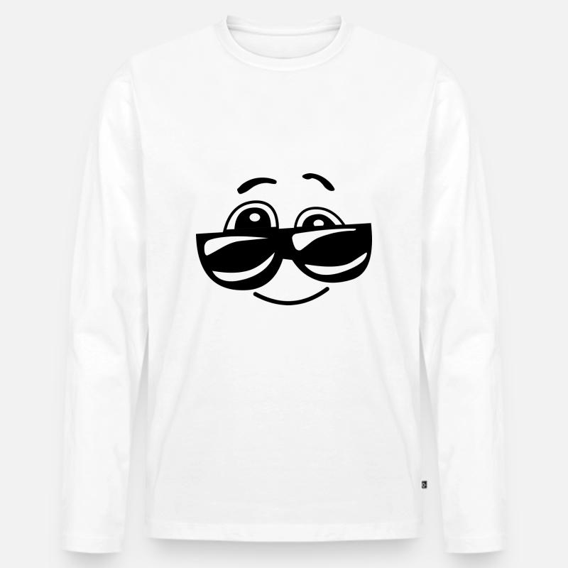 Smiley - Männer Premium Bio Langarmshirt - Weiß