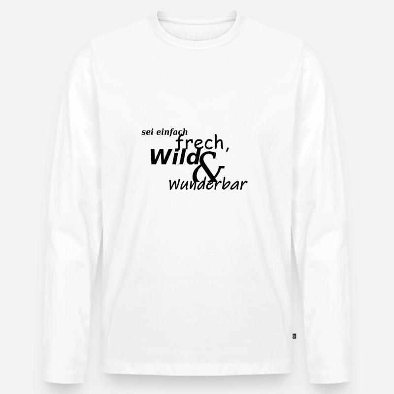 frech wild wunderbar - Männer Premium Bio Langarmshirt - Weiß