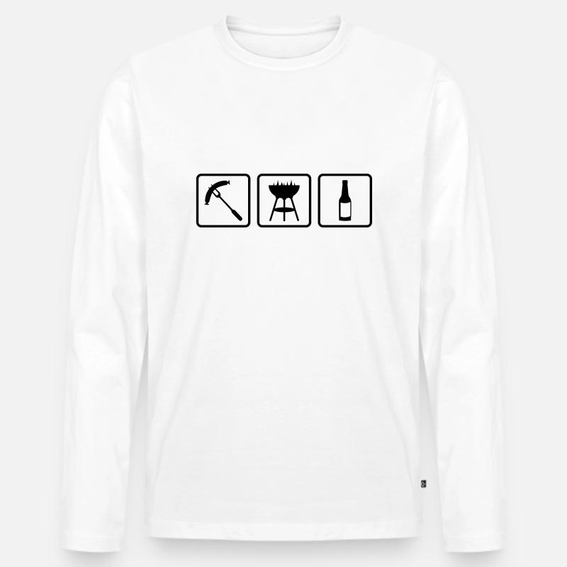 Wurst - Griller - Bier - Männer Premium Bio Langarmshirt - Weiß