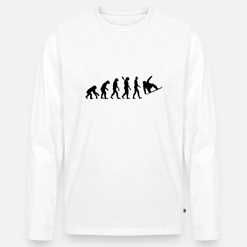 Evolution Snowboard - Männer Premium Bio Langarmshirt - Weiß