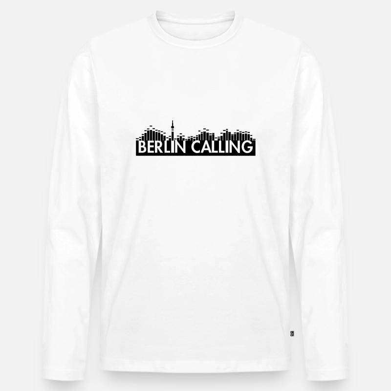 Berlin Calling Shirts - Männer Premium Bio Langarmshirt - Weiß