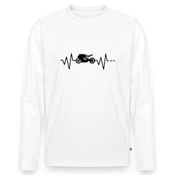 Battement de coeur - Moto, Moto GP, Course, Machine - T-shirt manches longues Premium bio Homme - blanc - Devant - Nico (187cm)