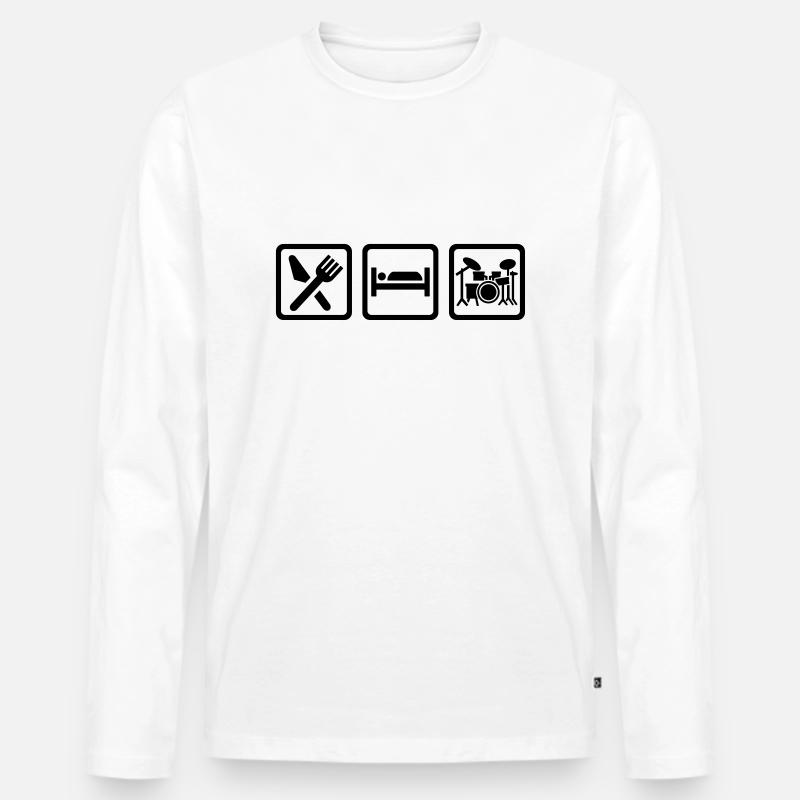 Schlagzeug - Männer Premium Bio Langarmshirt - Weiß