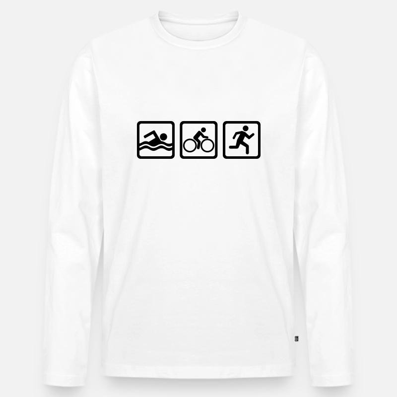 Triathlon - Männer Premium Bio Langarmshirt - Weiß