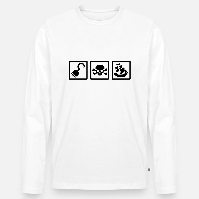 Pirat - Männer Premium Bio Langarmshirt - Weiß
