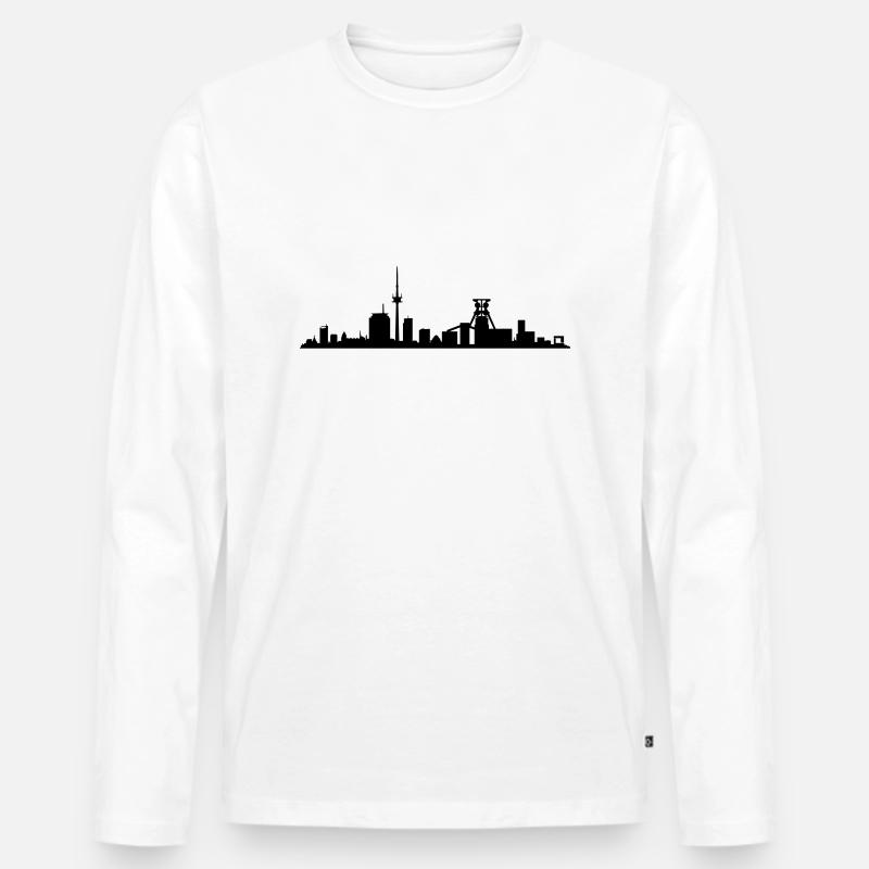 Skyline Essen - Männer Premium Bio Langarmshirt - Weiß