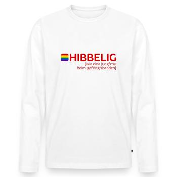 HIBBELIG - Männer Premium Bio Langarmshirt - Weiß - Vorne - Nico (187cm)