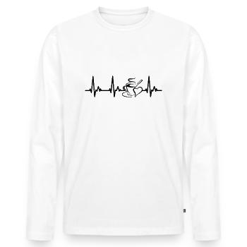 Coffee EKG heartbeat heart rate heart - Men's Premium Organic Long Sleeve Shirt - white - Front - Nico (187cm)