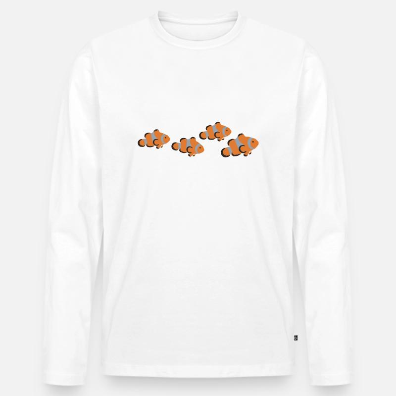 Clownfisch Schwarm - Männer Premium Bio Langarmshirt - Weiß