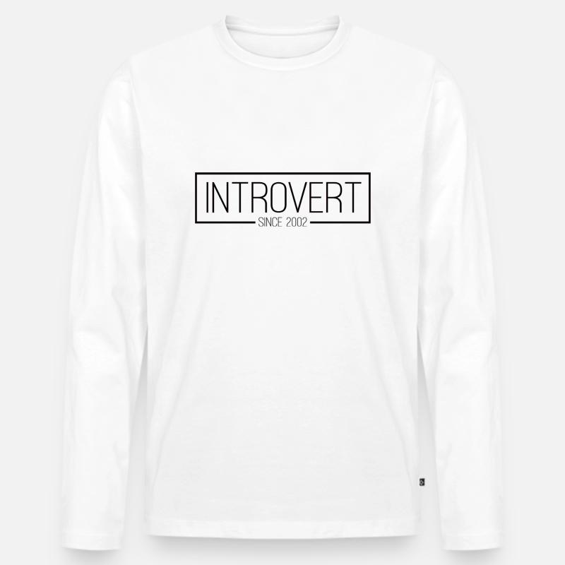 Introvert since 2002 black - Männer Premium Bio Langarmshirt - Weiß