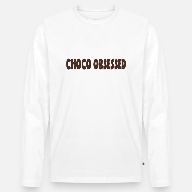 CHOCO OBSESSED - Männer Premium Bio Langarmshirt - Weiß