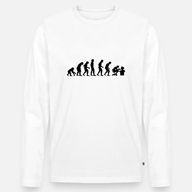 evolution - Männer Premium Bio Langarmshirt - Weiß