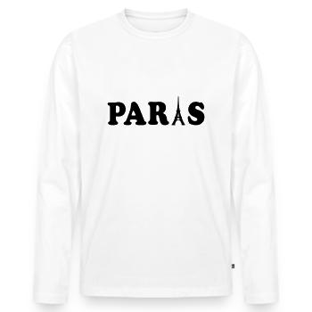 paris Tour Eiffel - T-shirt manches longues Premium bio Homme - blanc - Devant - Nico (187cm)