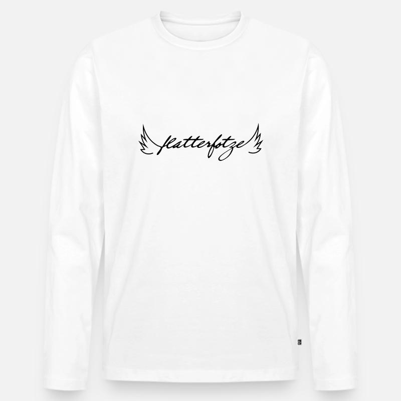Flatterfotze - Männer Premium Bio Langarmshirt - Weiß