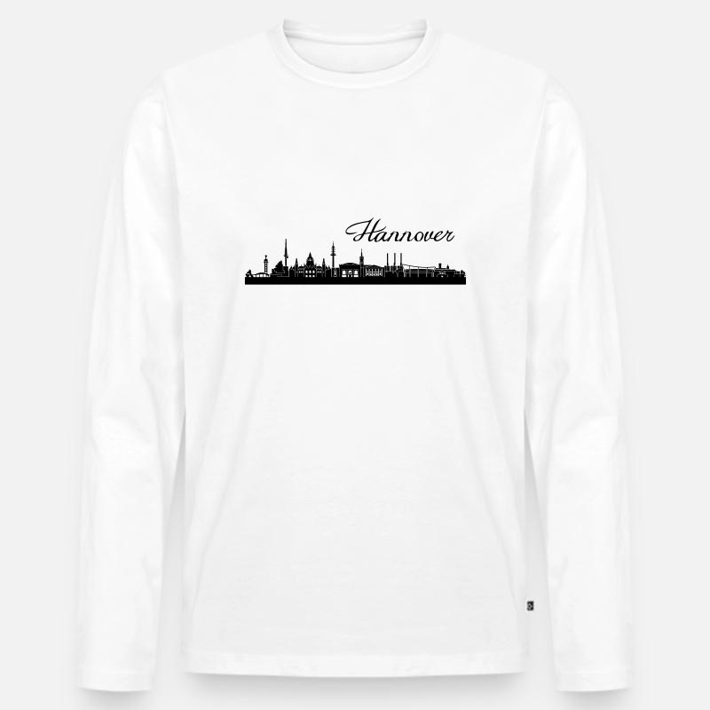 Hannoveraner Skyline - Männer Premium Bio Langarmshirt - Weiß