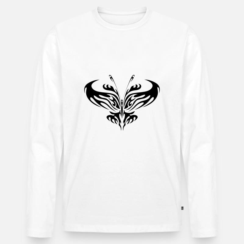 Schmetterling Tribal - Männer Premium Bio Langarmshirt - Weiß