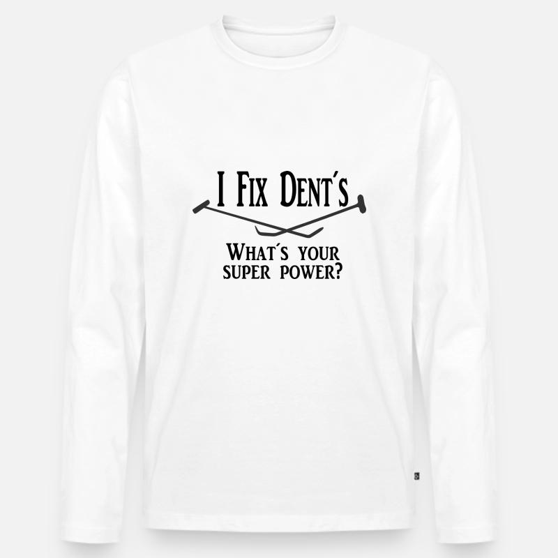 Ich fixiere Beulen, Superenergie - Männer Premium Bio Langarmshirt - Weiß