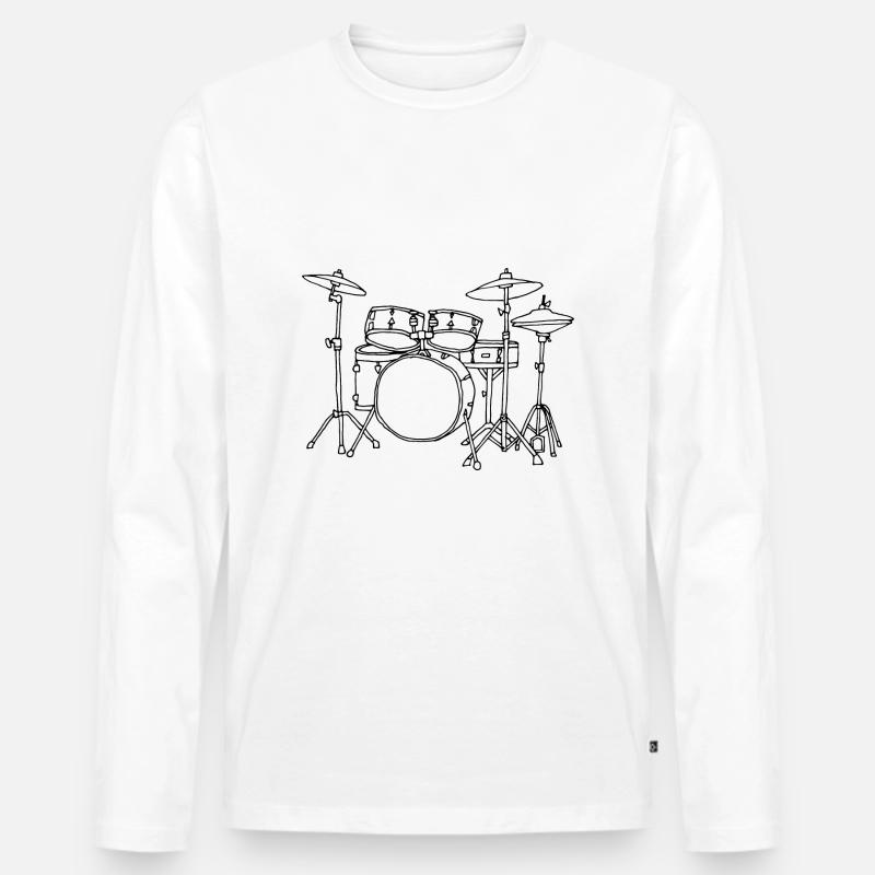 Schlagzeug - Männer Premium Bio Langarmshirt - Weiß