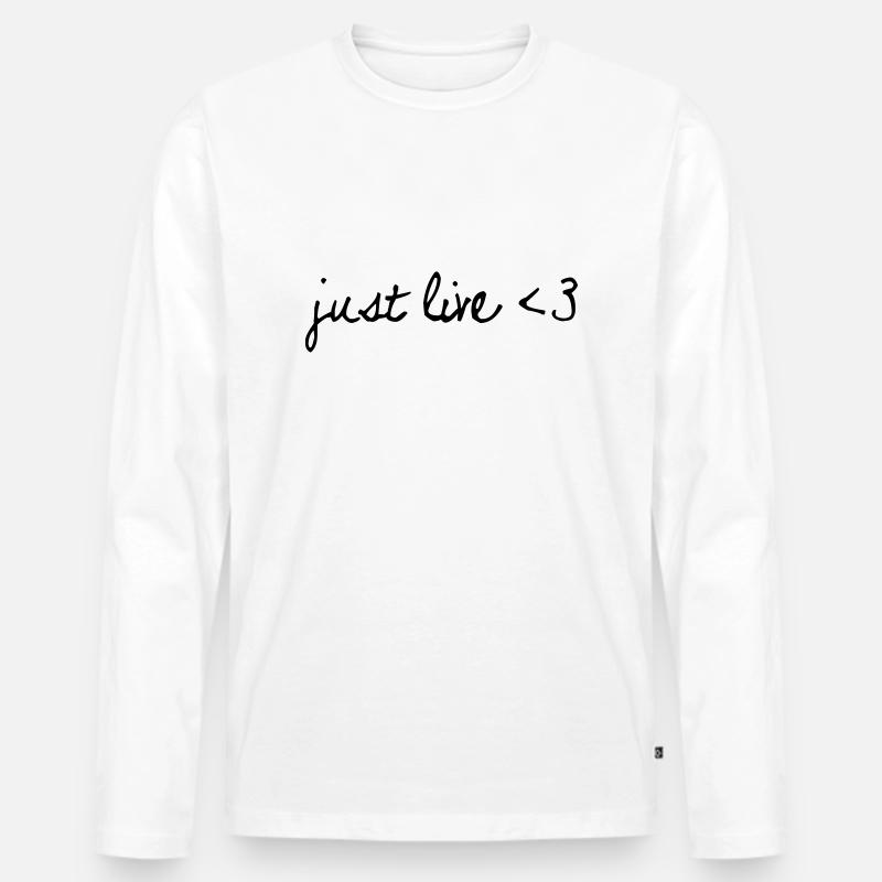JUST LIVE - Männer Premium Bio Langarmshirt - Weiß