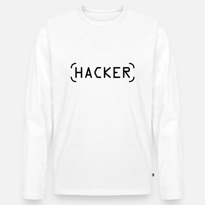 Hacker - Männer Premium Bio Langarmshirt - Weiß