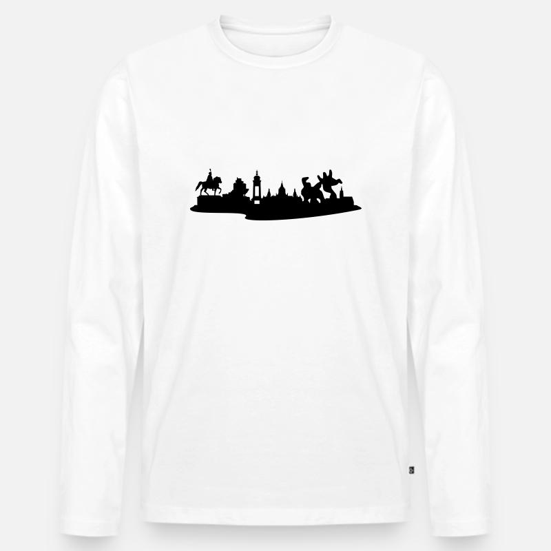 Hannover // Skyline // Silhouette // Skylineshirt - Männer Premium Bio Langarmshirt - Weiß