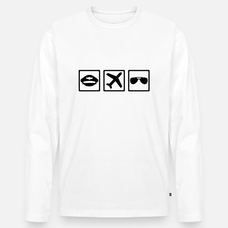 Pilot - Männer Premium Bio Langarmshirt - Weiß