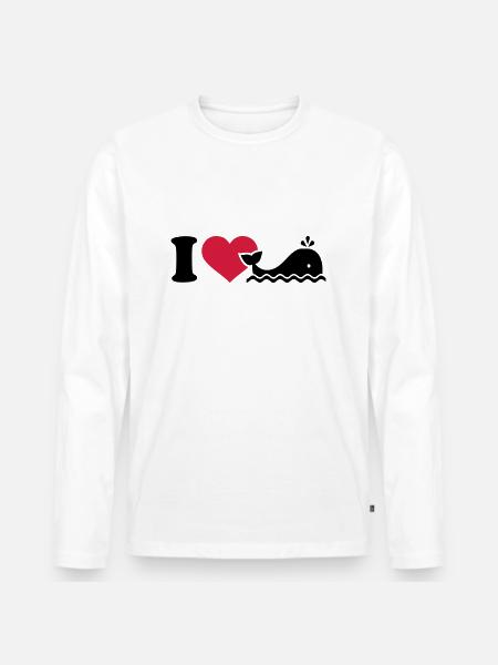 Wal - Männer Premium Bio Langarmshirt - Weiß