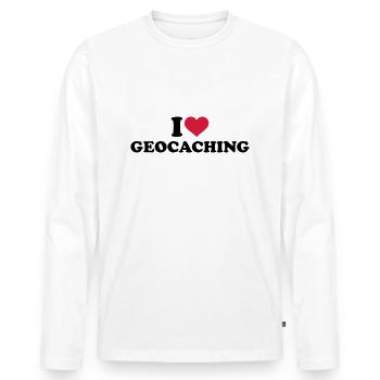 Geocaching - Männer Premium Bio Langarmshirt - Weiß - Vorne - Nico (187cm)