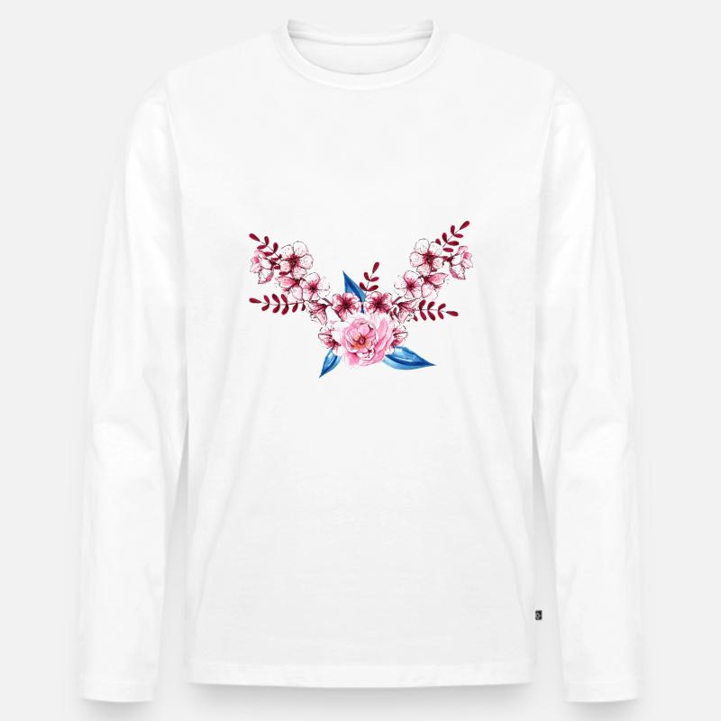 Blumen - Männer Premium Bio Langarmshirt - Weiß