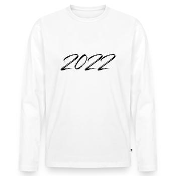 2022 Jahr Jahreszahl Datum Zahl Anno 22 2 0 2 2 - Männer Premium Bio Langarmshirt - Weiß - Vorne - Nico (187cm)