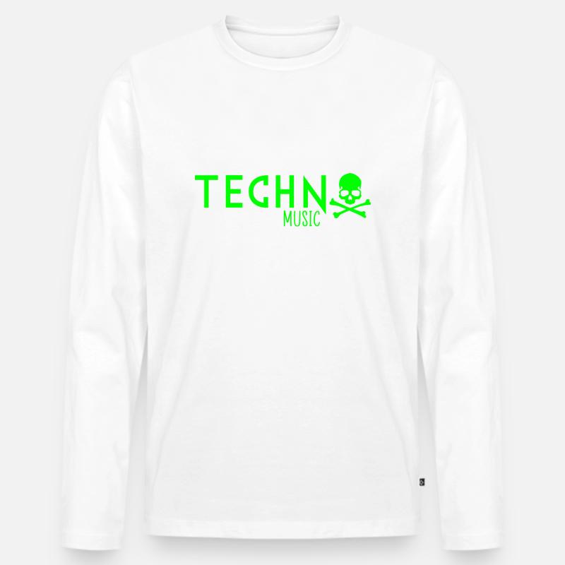 Techno-Musik - Männer Premium Bio Langarmshirt - Weiß