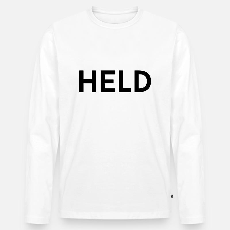 Mein Held - Männer Premium Bio Langarmshirt - Weiß