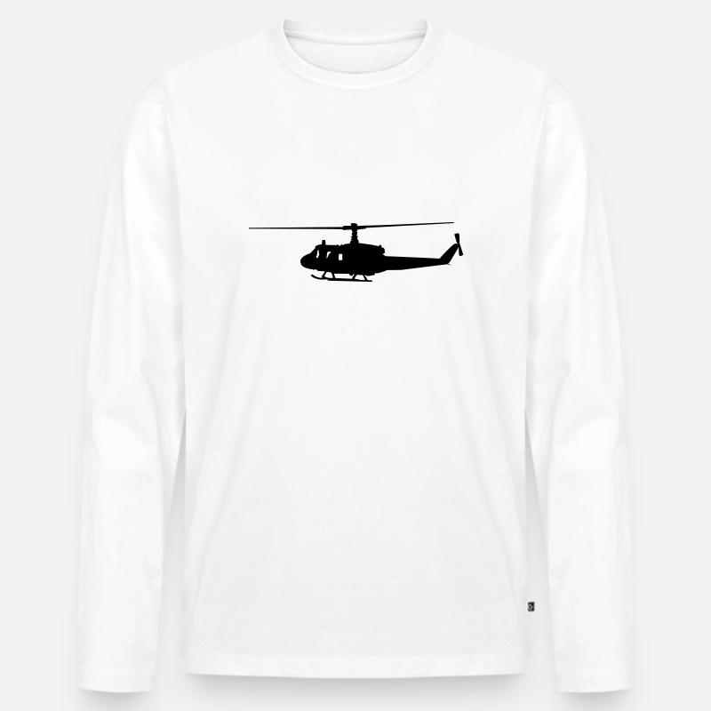 Hubschrauber - Männer Premium Bio Langarmshirt - Weiß