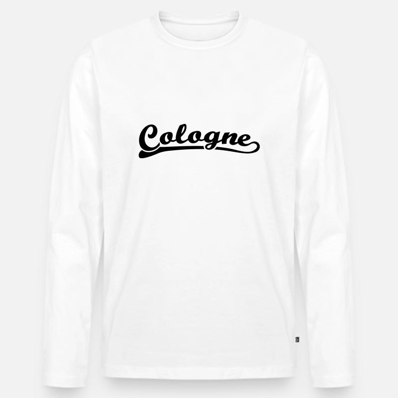 Cologne Schrift Retro - Männer Premium Bio Langarmshirt - Weiß
