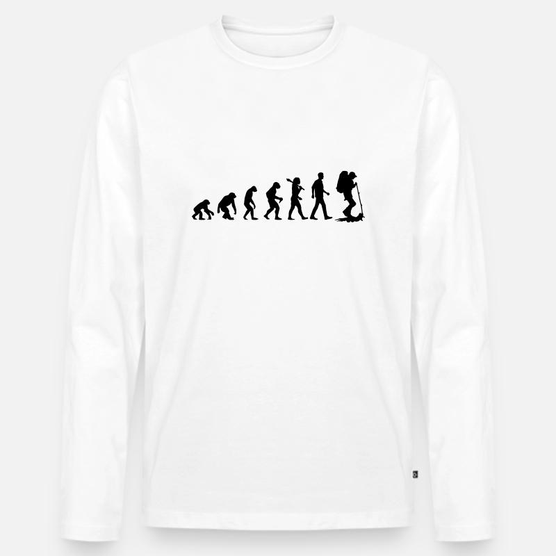 Evolution Of Travelling - Männer Premium Bio Langarmshirt - Weiß