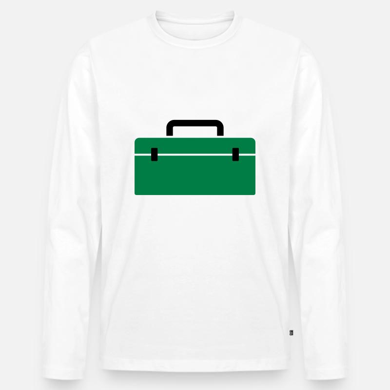 Werkzeugkiste oder Angelkoffer - Geschenk - Männer Premium Bio Langarmshirt - Weiß