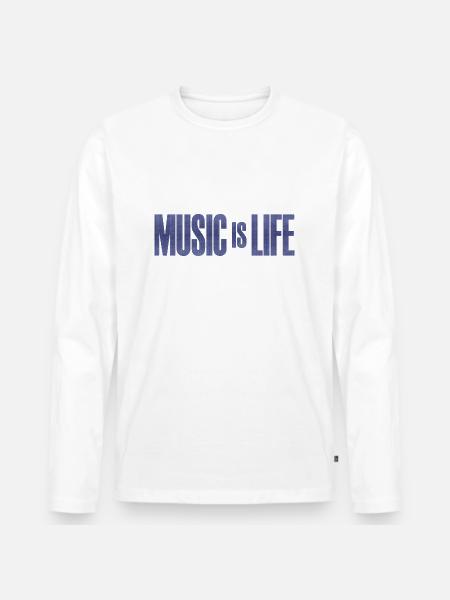 Music is Life - Männer Premium Bio Langarmshirt - Weiß
