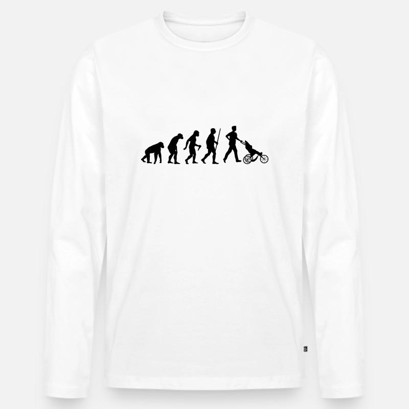 Father Evolution - Männer Premium Bio Langarmshirt - Weiß