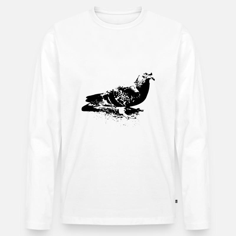 Taube - Männer Premium Bio Langarmshirt - Weiß