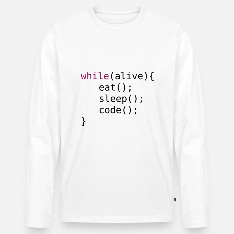 Lustiger Code Quellcode - Männer Premium Bio Langarmshirt - Weiß